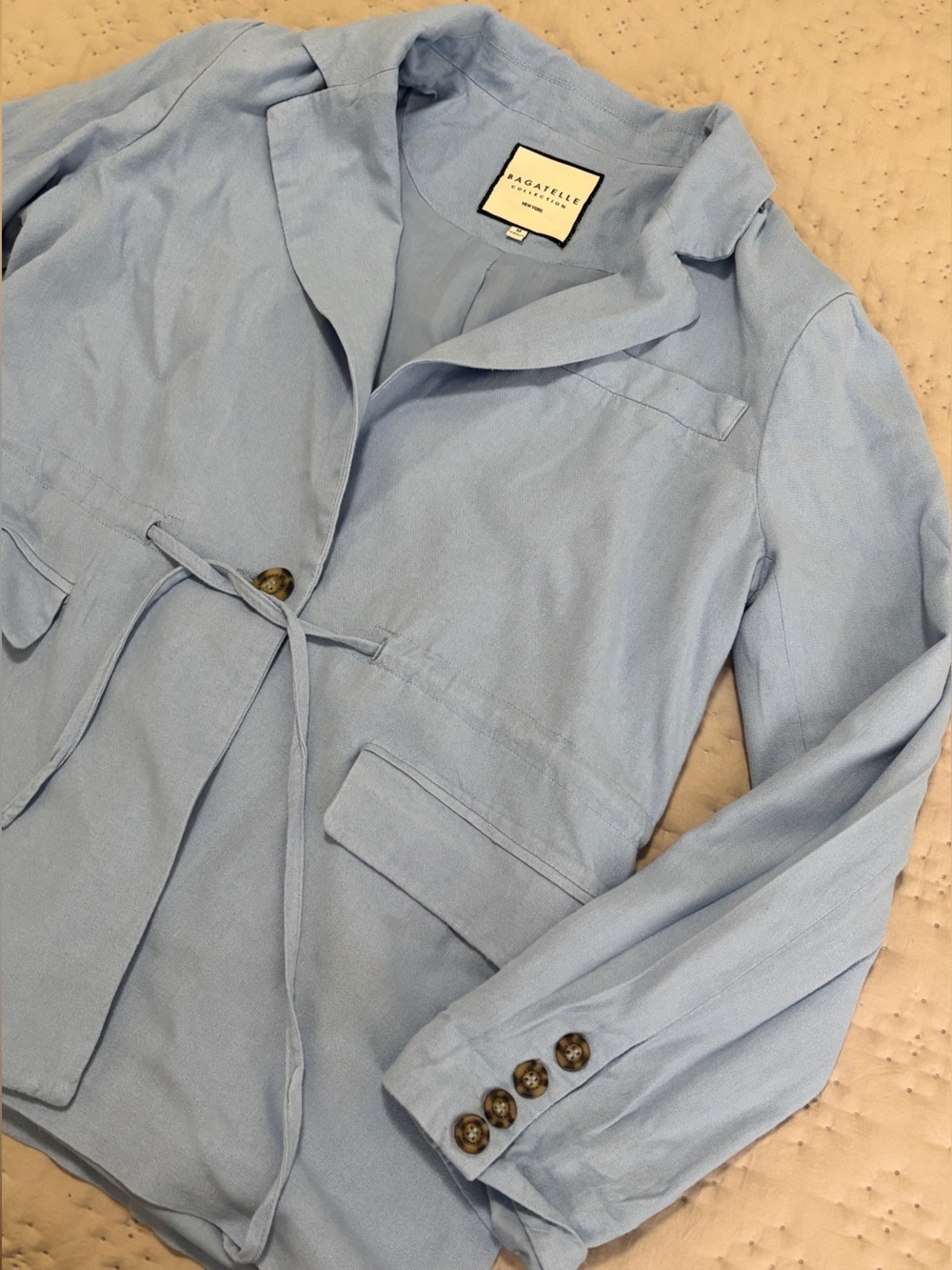 bagatelle Light Blue Trench Coat with Tie Waist